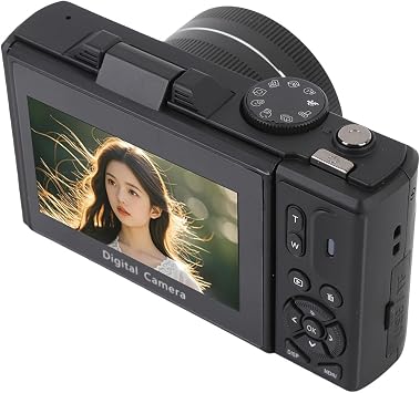 5K HD Digital Camera 75MP UHD 18XAF Autofocus 3" Flip Screen with Flash for Photo and Video Black