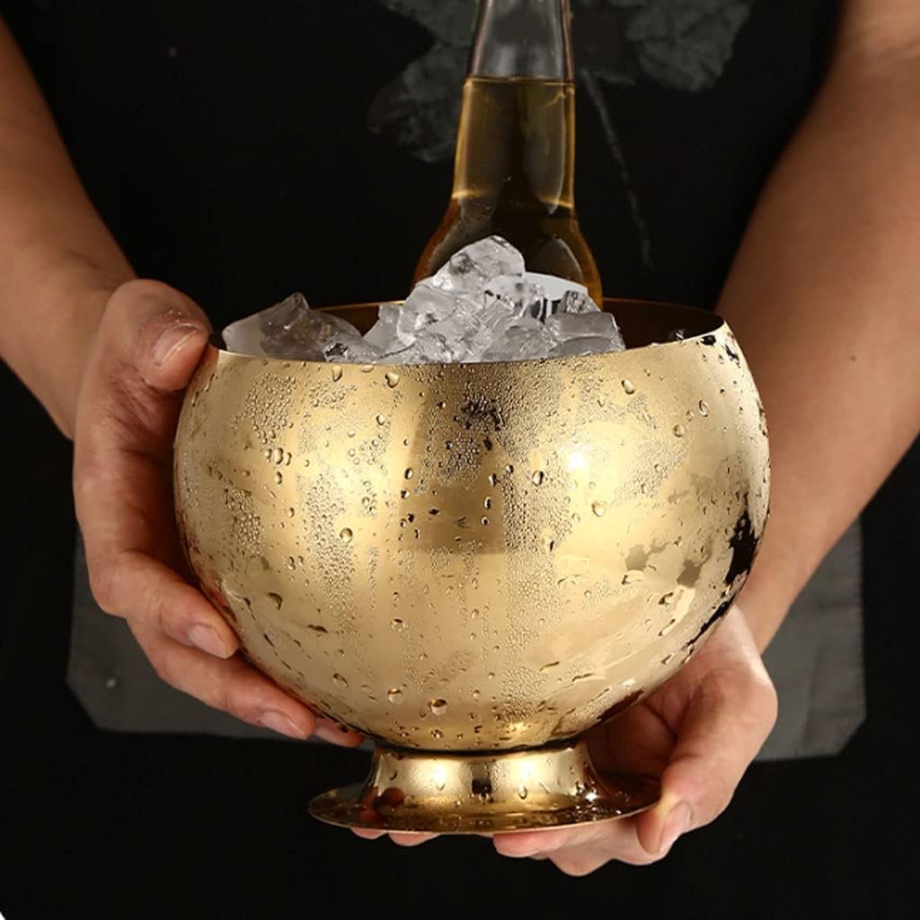 Cubitera Botella Vino Cubo de Hielo Redondo con Base de Acero Inoxidable de Base Estable para Bebidas de Cerveza de champán de Vino Suministros de Bar de Fiesta