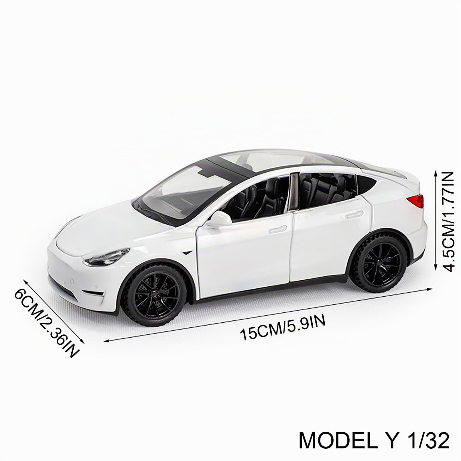 Tesla Model Y 1:32 Modellino Macchinina con Luce e Musica, Funzione Pull-Back, Lega Pressofusa, Ideale per Bambini dai 3 anni e Collezionisti (Bianco)