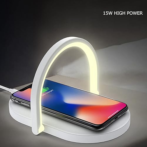 Miniatura 7 de SYHAQYE Bedside Table LED Night Light with Wireless Charger Desk Lamp As Sleep Aid White Noise Machine and Phone Holder Great Birthday Gifts for