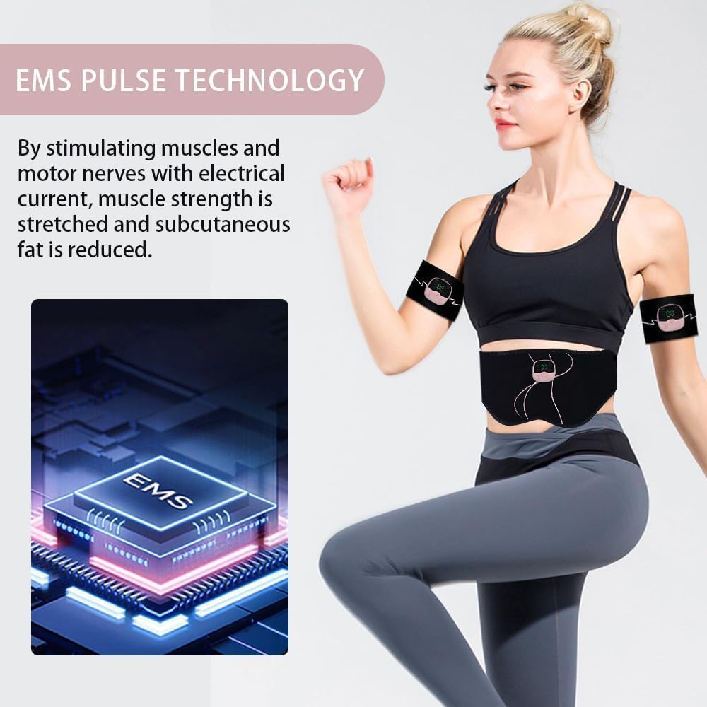 EMS Gerät für Gesäß- und Hüfttraining, Elektrischer Gesäßtrainer mit 2 Muskelstimulator für Arme und Beine, Smart EMS Trainingsgerät für Formen und Straffen der Gesäßmuskeln, 10 Modi & 30 Intensitäten
