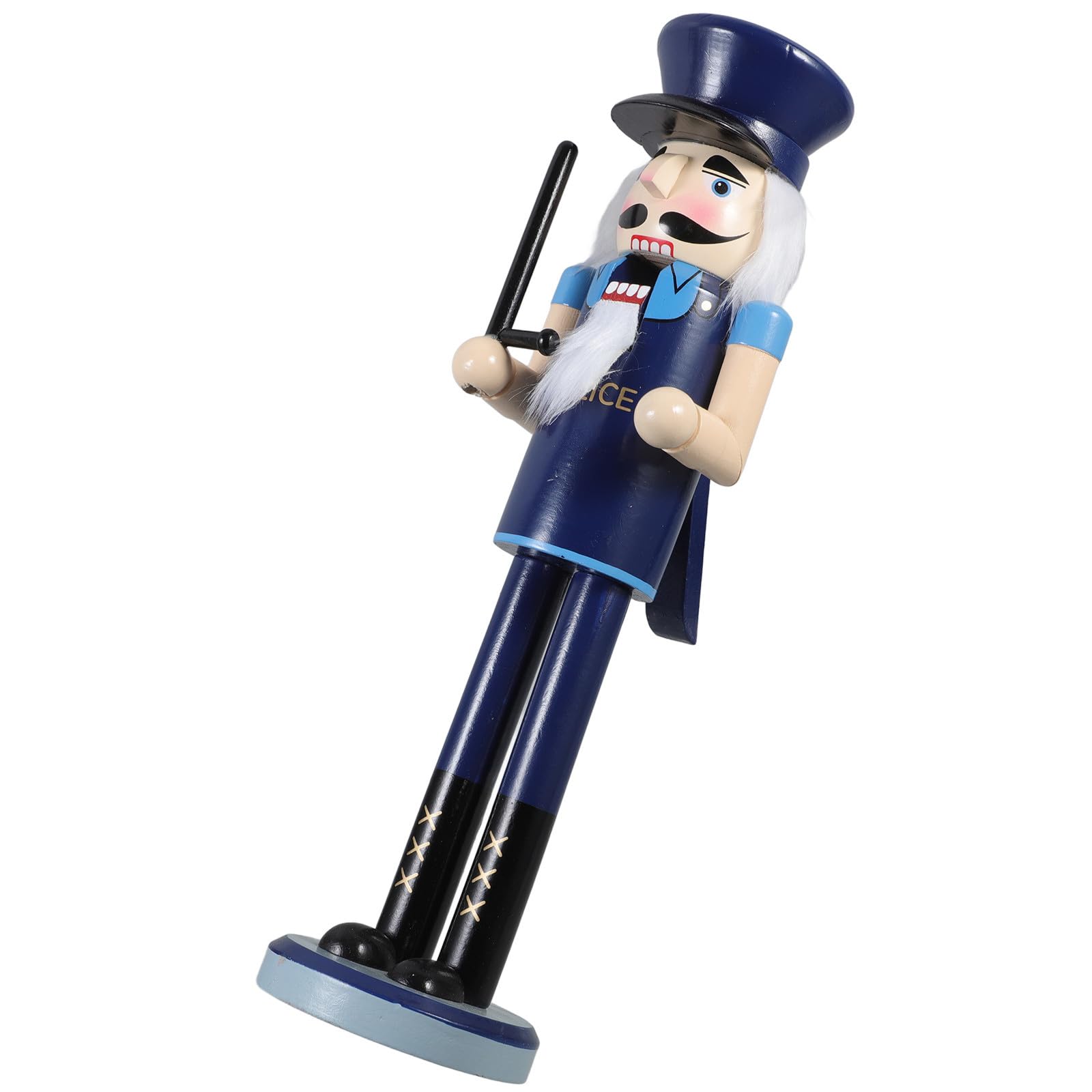 FRCOLOR 3 Piezas Muñeco Cascanueces Policía Azul de Madera para Navidad