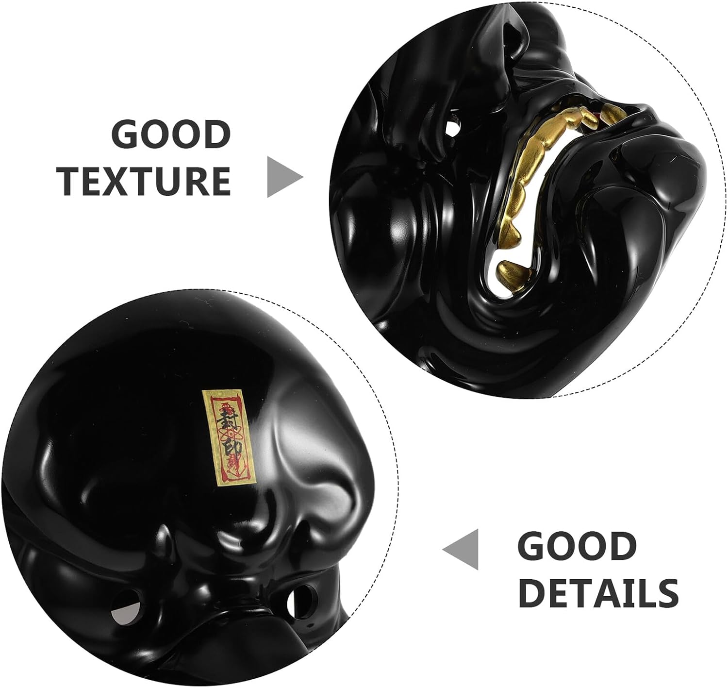 Garneck Authentic Japanese Tengu Mask Handcarved Kabuki Demon Face Cover for Cosplay Halloween Theater