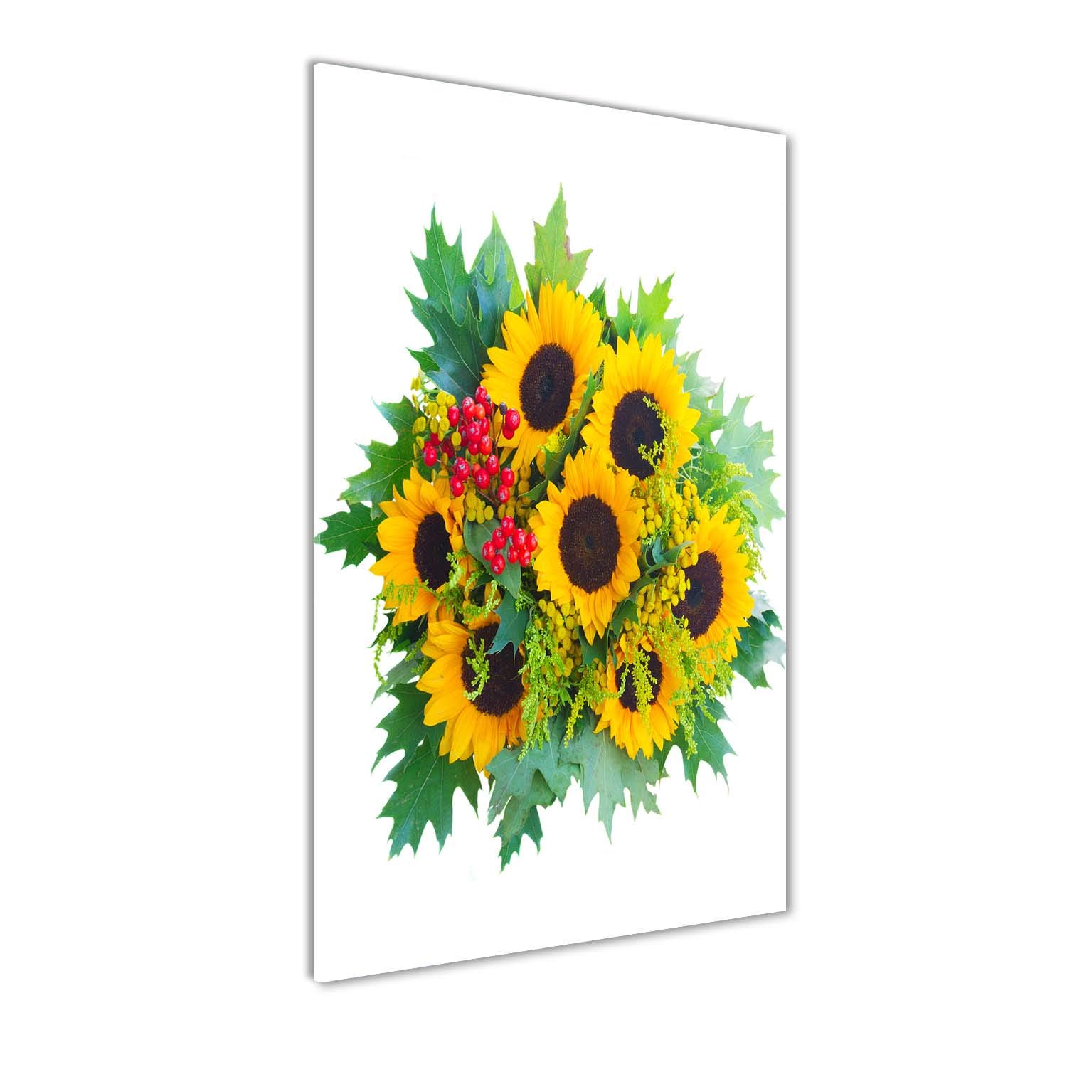 Tableau sur verre trempé haut de gamme bouquet de tournesols jaune Tulup 70x140
