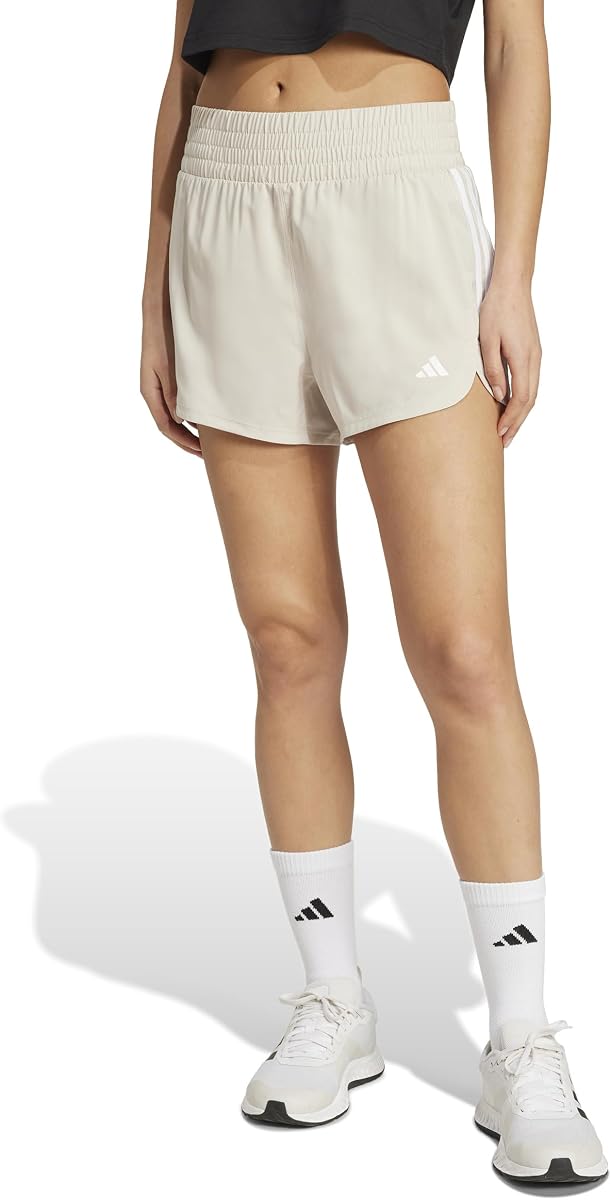 adidas Womens Pacer Training 3-Stripes Woven High-Rise Shorts