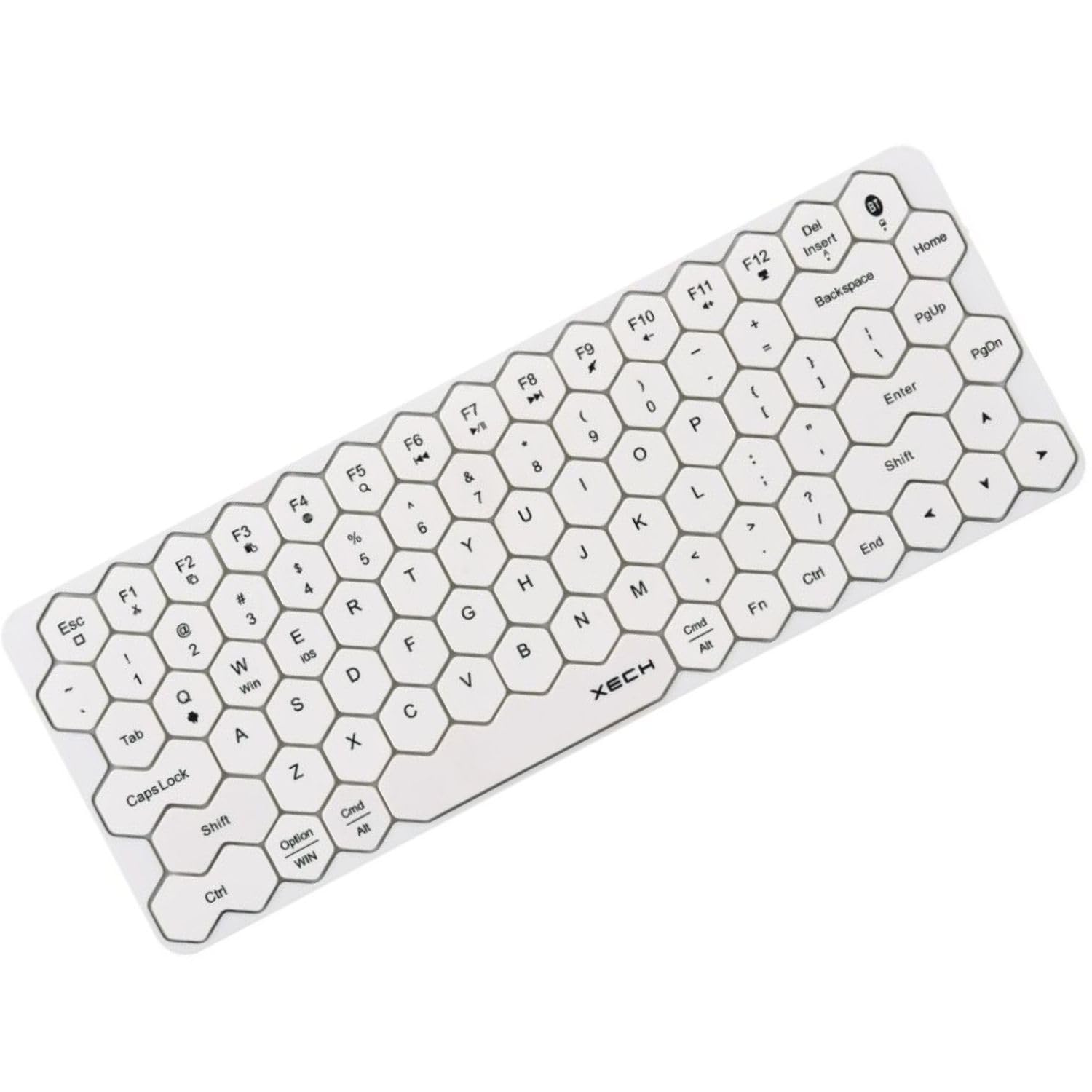 Xech Wireless Keyboard with Honeycomb Keys, Bluetooth and 2.4G Plug and Play Wireless Multi-Device Keyboard for Windows, Android, Smartphones, Tablets PC Computer, Desktop Hive (White)-image-13