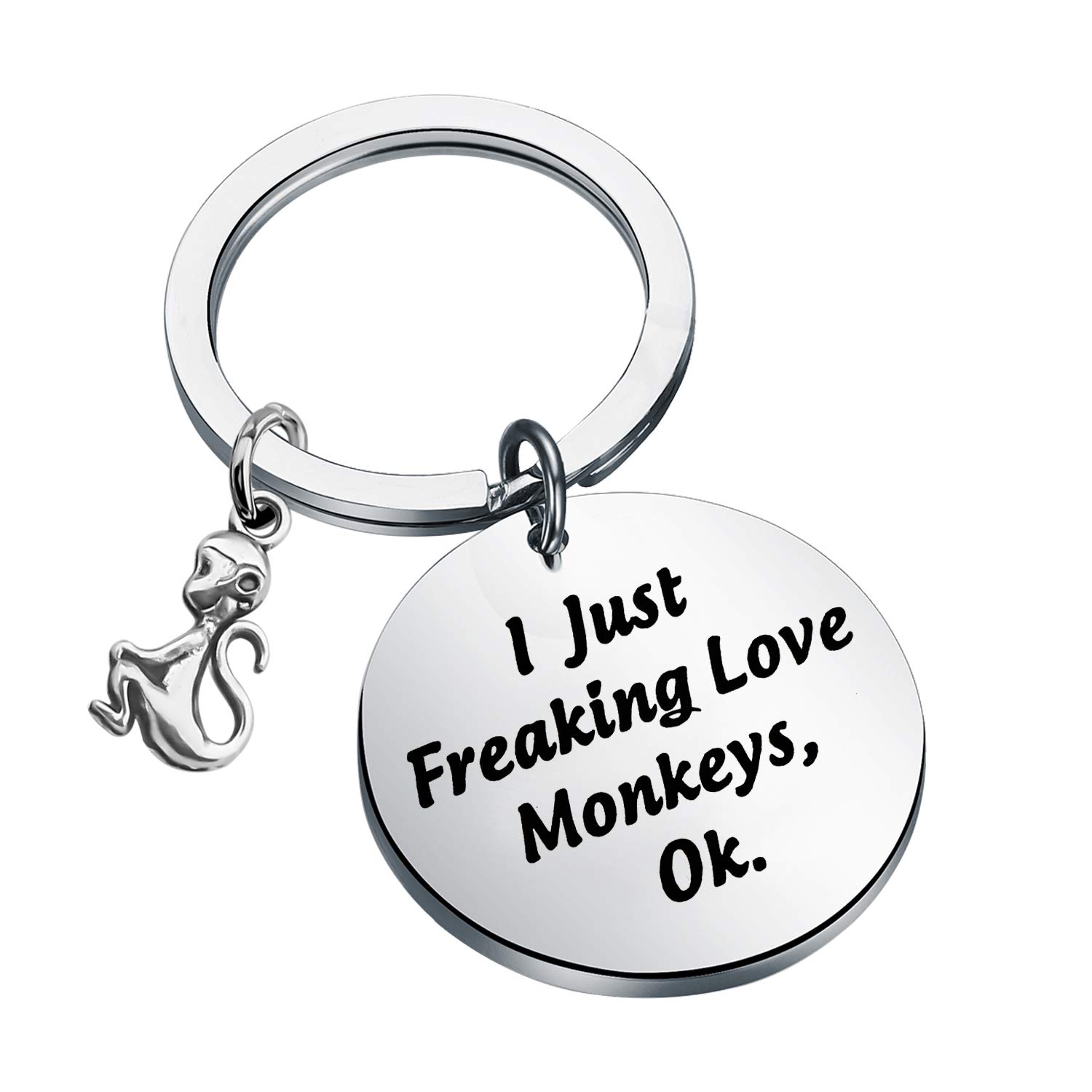 LQRIMonkey Keychain Monkey Lover Gift I Just Freaking Love Monkeys OK Keychain for Women Monkey Lover Jewelry Monkey Gift