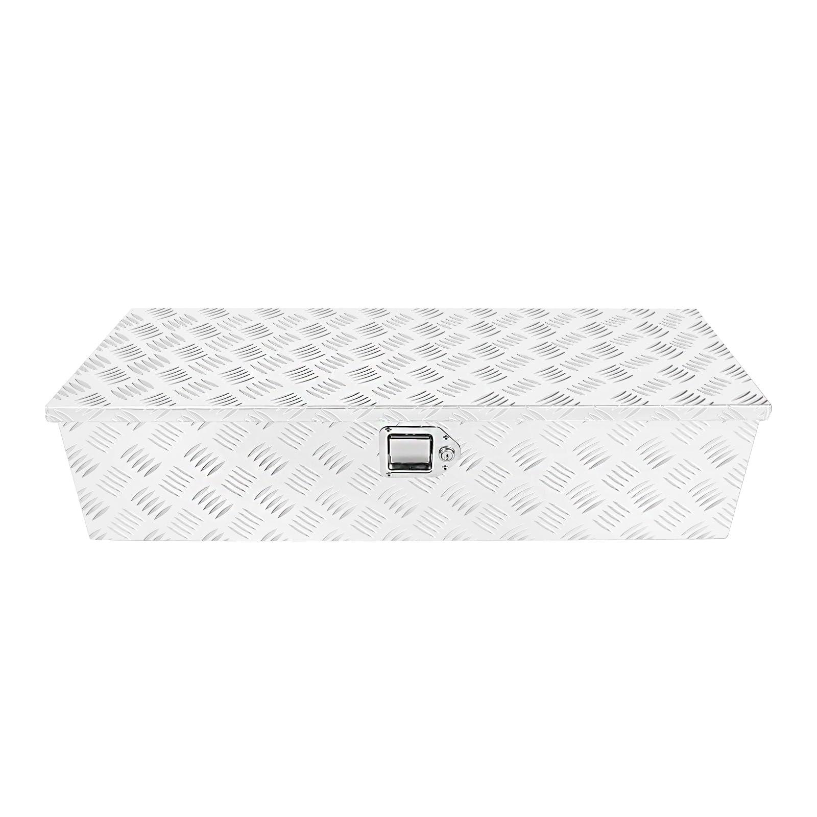 Cassetta degli attrezzi per camion da 99 cm, in alluminio resistente, placcata a strisce, impermeabile, per camper, rimorchi, con maniglia laterale e chiavi di blocco, 99 x 33 x 25 cm