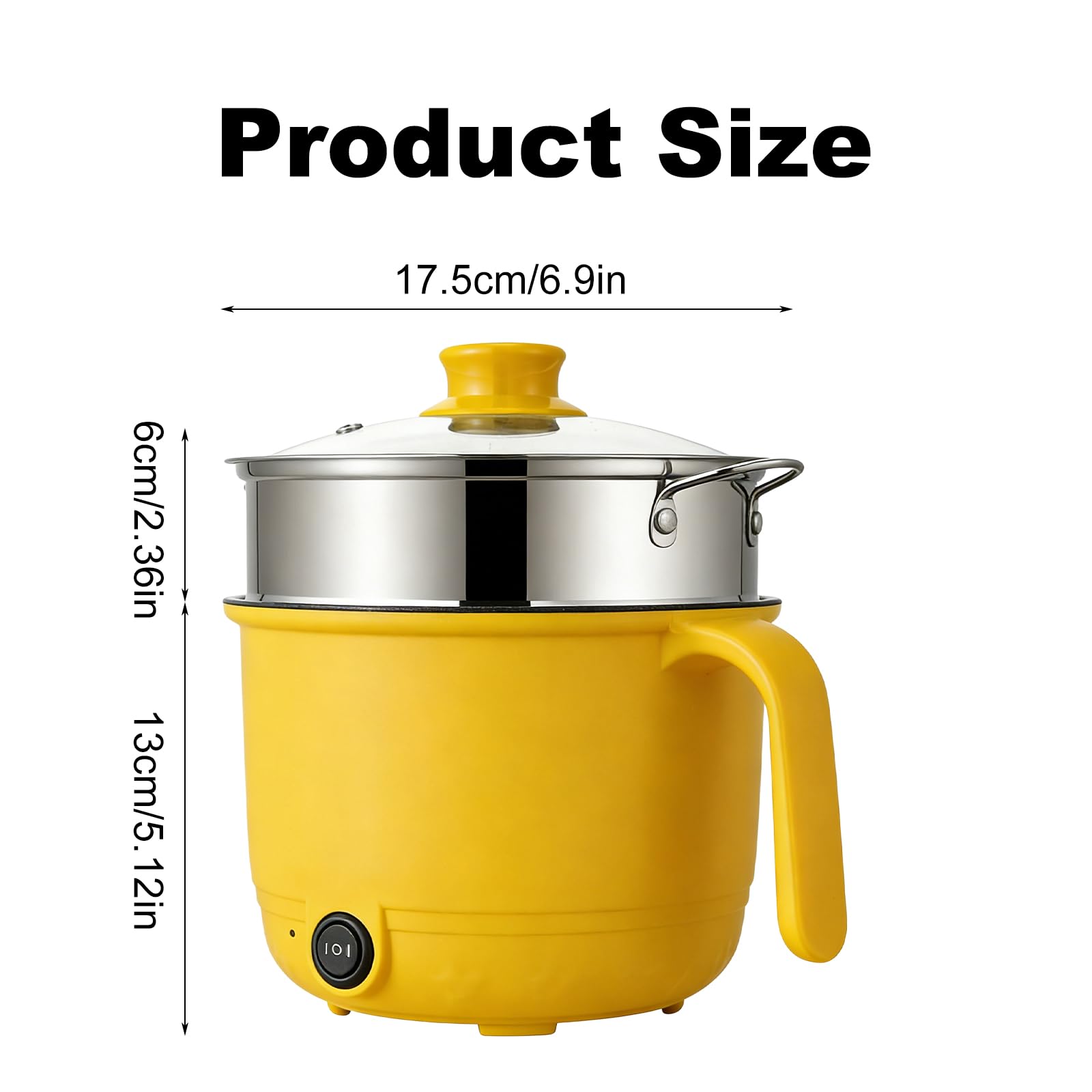 Elektryczny Hot Pot, 1,3 l elektryczny garnek do gotowania, 600W 220V Hot Pot Ramen Cooker z parowarem ze stali nierdzewnej, z powłoką antyadhezyjną Hot Pot elektryczny do zupy/ramen/makaronu/płatków