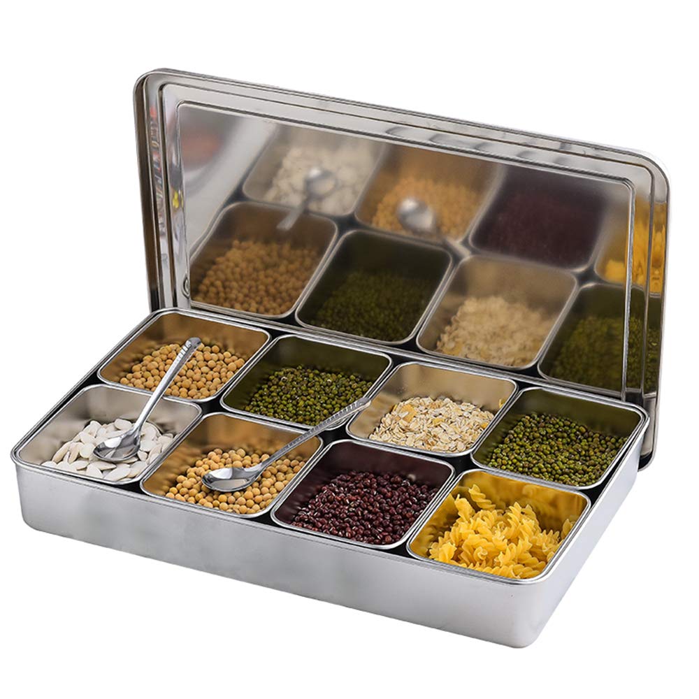 Boîte à épices rectangulaire en acier inoxydable pour herbes et condiments