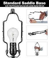 Vista 4 de Kit de soporte de arpa ajustable de 8, 9 y 10 pulgadas, para lámparas de mesa y de pie, soporte de pantalla de lámpara resistente con silla estándar