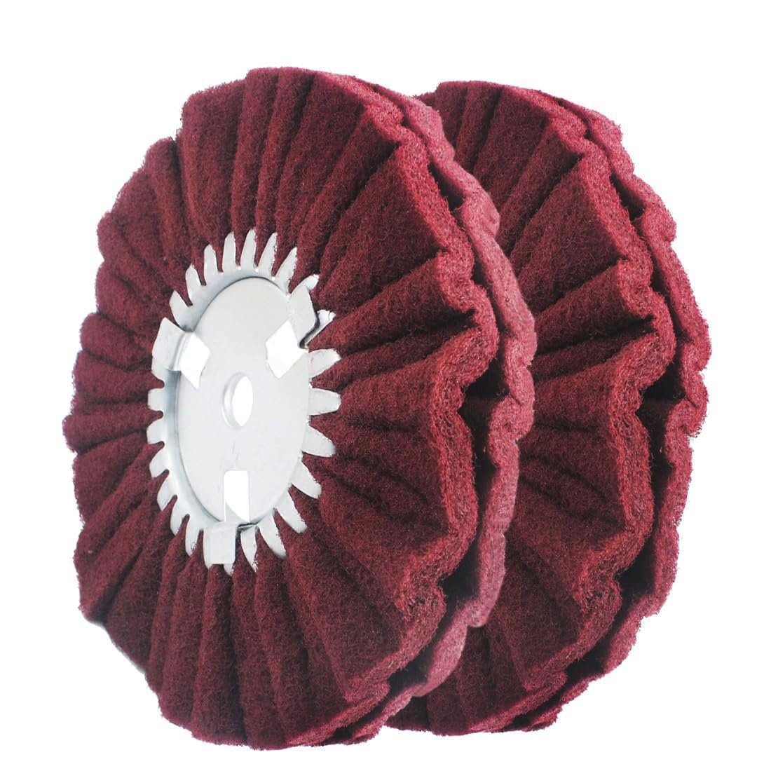 JUNLIXN 2 Pcs 8" Non-Woven Airway Buffing Wheel, 5/8'' Arbor Hole Coarse Polishing Wheels for Angle Grinder