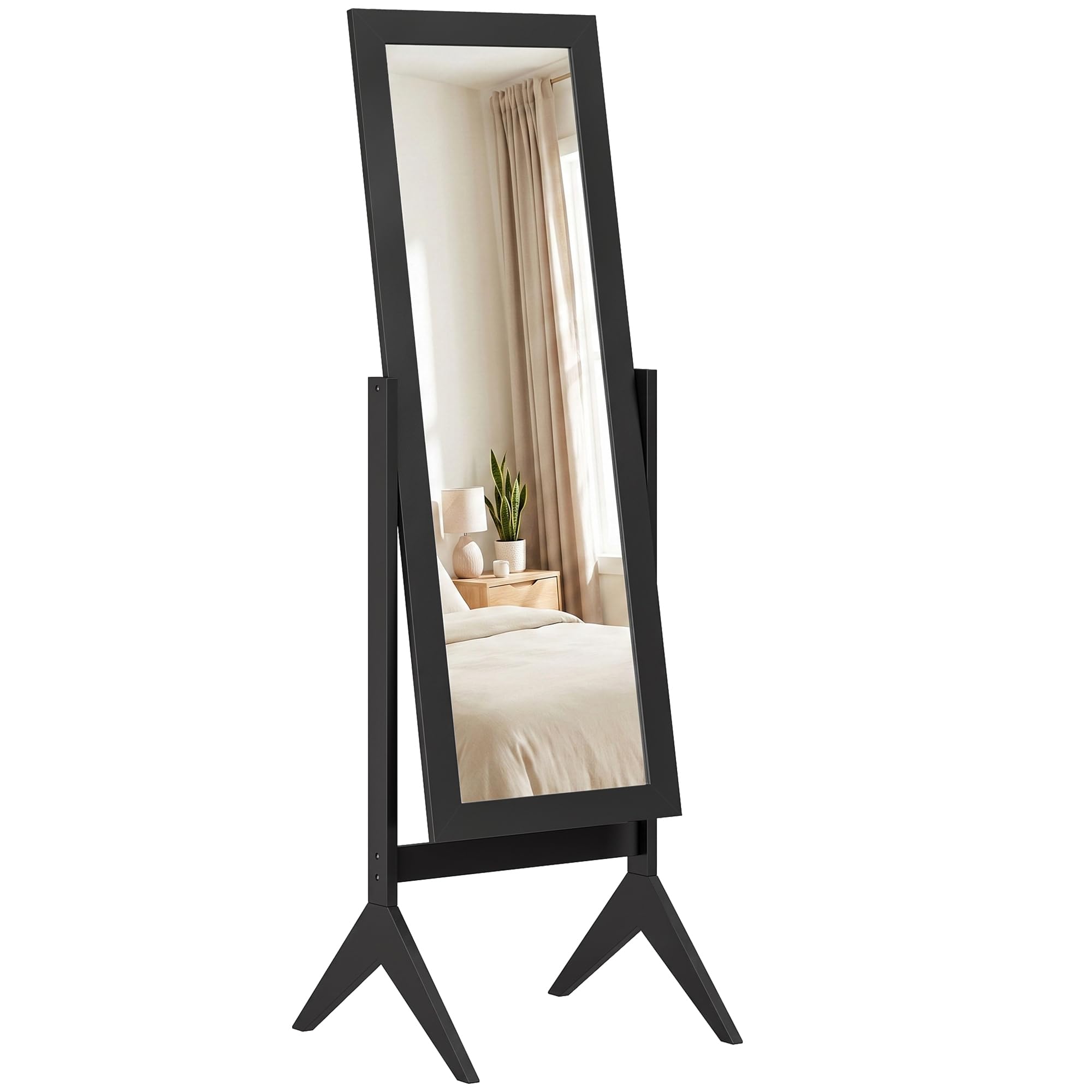 HOMCOM Full Length Mirror Freestanding Adjustable Angle 148 x 47 cm Black