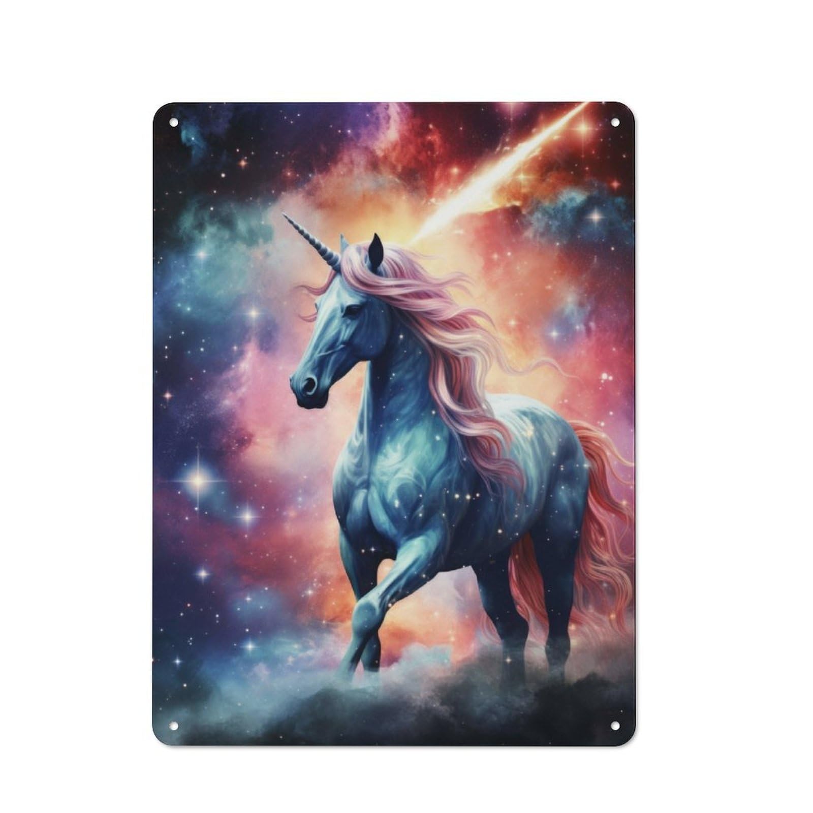 Junmoney Unicorn In Nebula And Star Metal Wall Sign 40X30cm Featuring For Bar Or Restaurant, For Bar Decor Enthusiasts