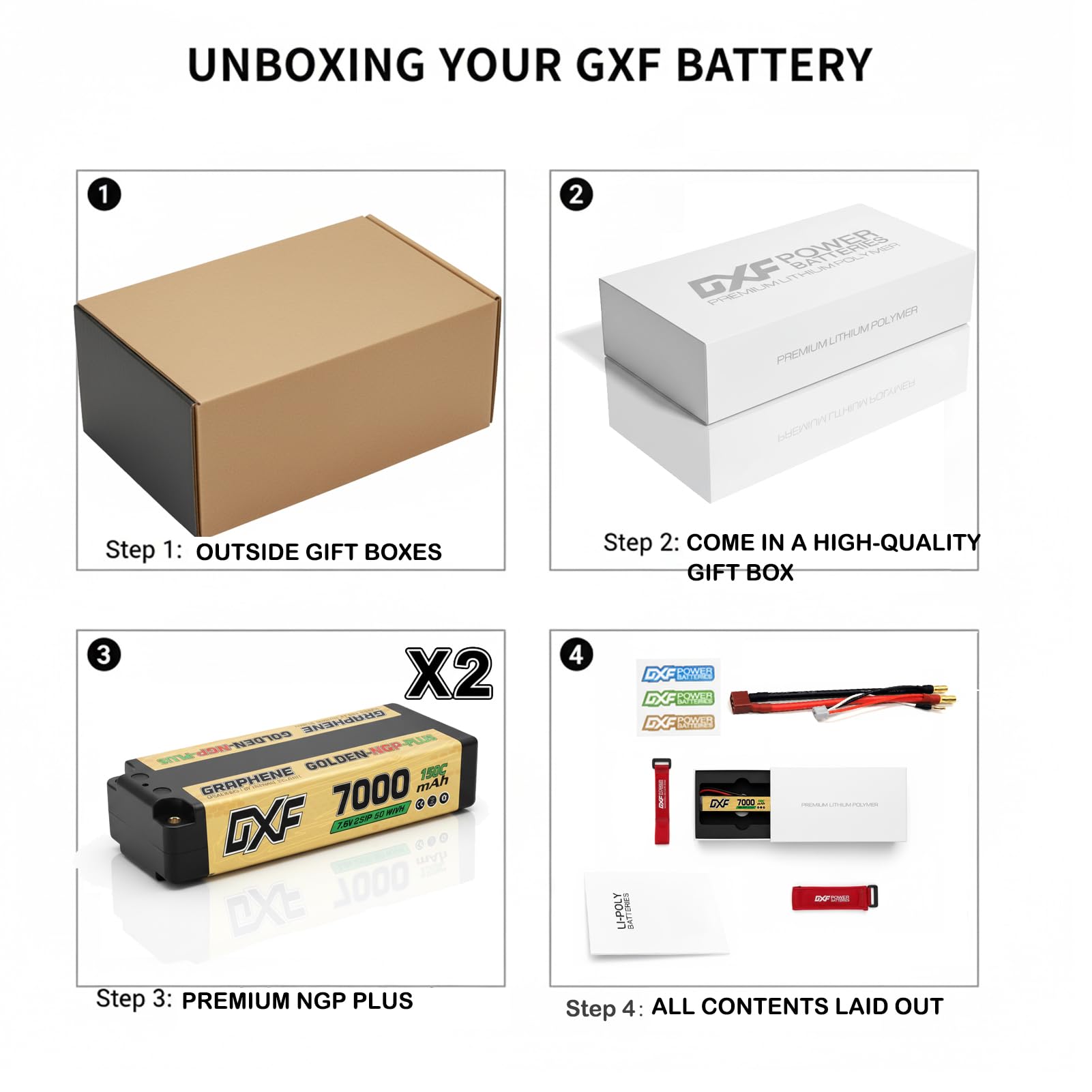 DXF 2 Packungen 2s lipo akku, leistungsstarker für modellfahrzeuge - lipo 7,6v, 7000mah, 150c, 5.0mm Deans/T stecker fittet 1/8 und 1/10 Modelle losi, axial mehr, Essential für lipo 2s Enthusiasts