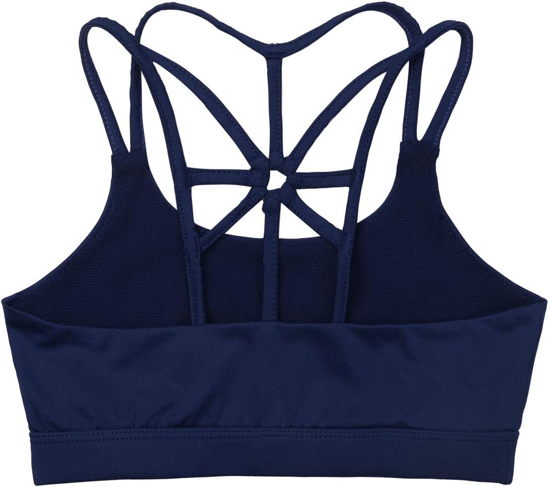 Oyolan Kids Girls Dance Sports Crisscross Back Tanks Crop Top Fitness Yoga Activewear