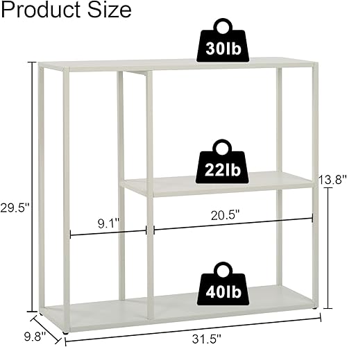 Miniatura 3 de DCLRN Mesa consola blanca con estante de almacenamiento, perfecta para entrada, vestíbulo, pasillo, sofá, sala de estar, bar y cocina (31 pulgadas,