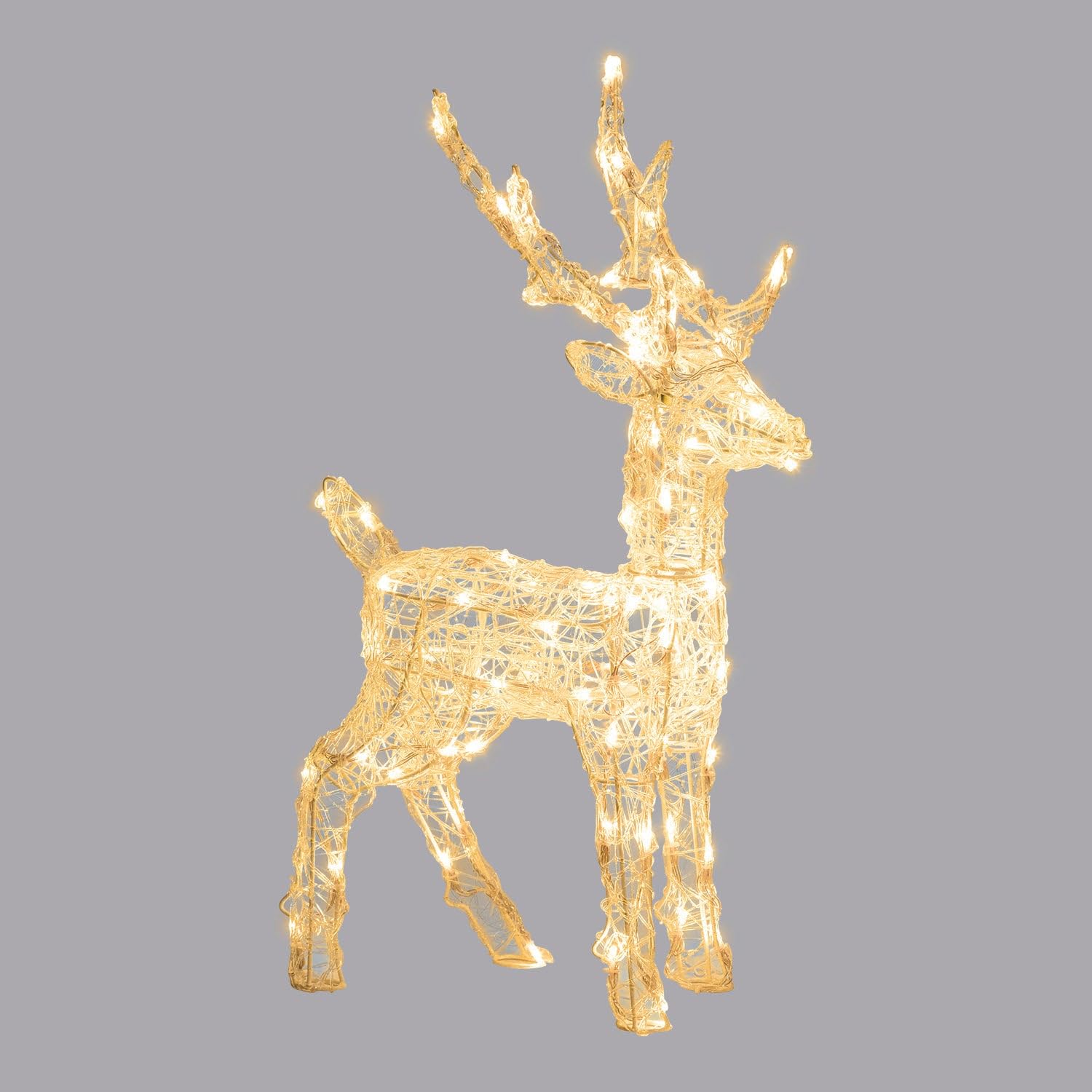 Magie di Natale Rentier 3D Acryl Weich LED Rentier mit 3 Farben wählbar für Weihnachtsdekoration (105cm)
