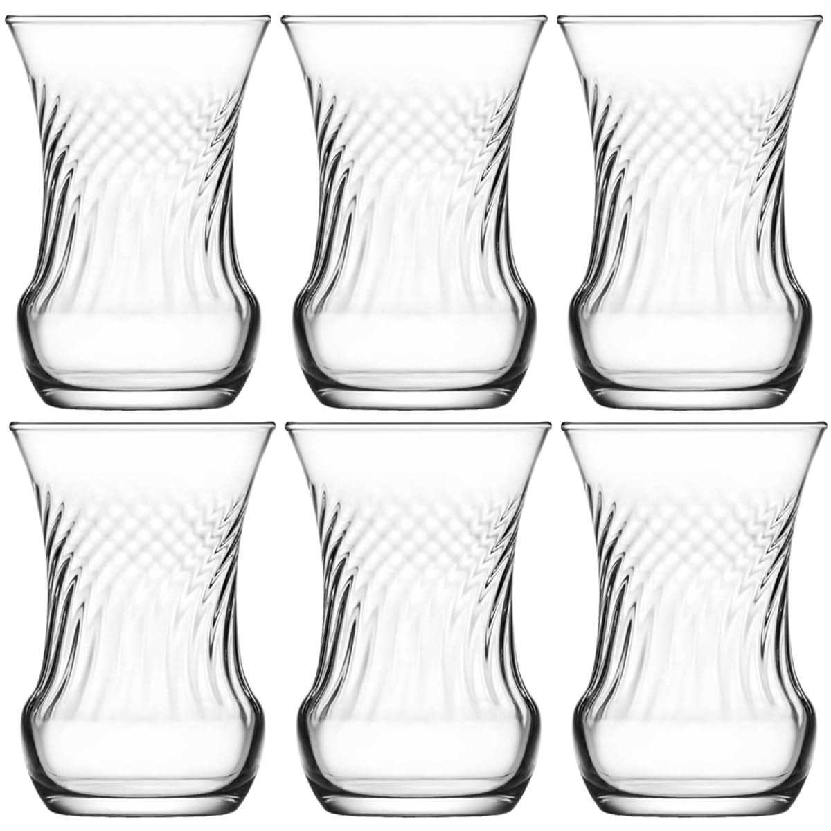 Pack of 6 Turkish Tea Curved Glasses Heavy Base 10.5CL