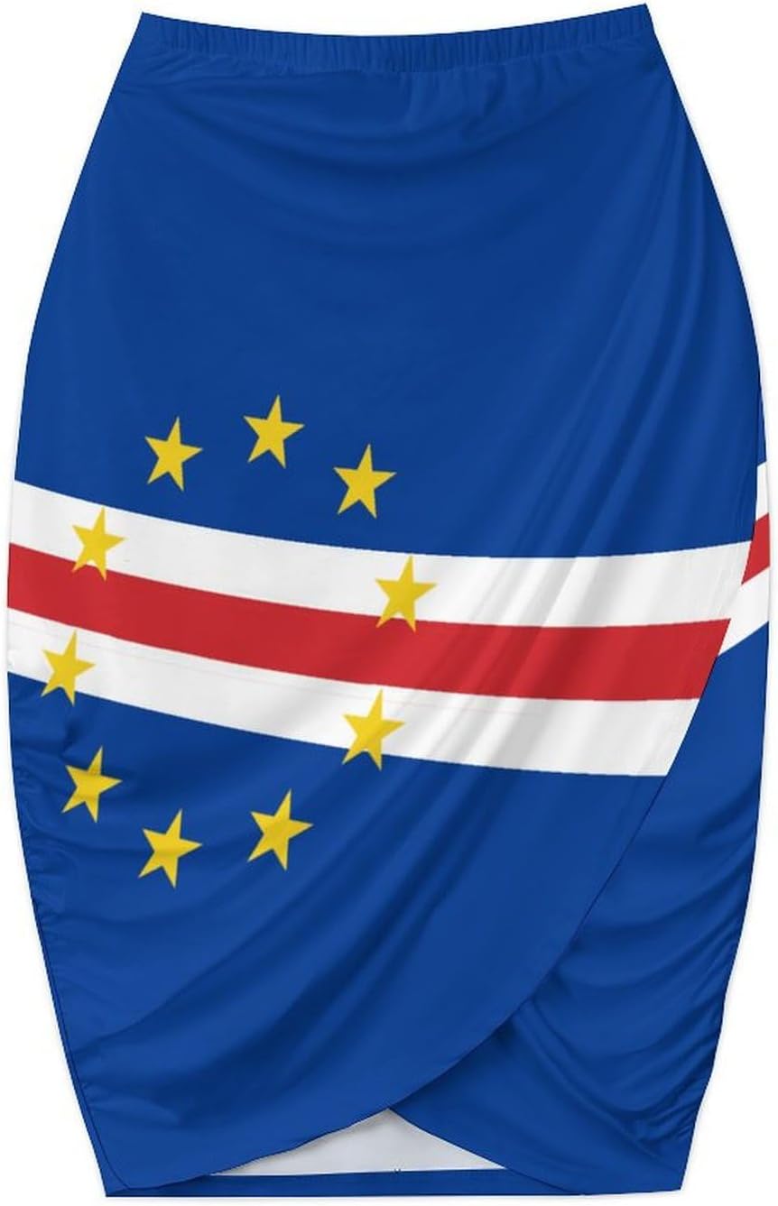 Cape Verde Flag Trouser Skirt,Women's Mini Mini Parcel Skirt Used for Running/Tennis/Golf/Yoga/Fitness Exercise L