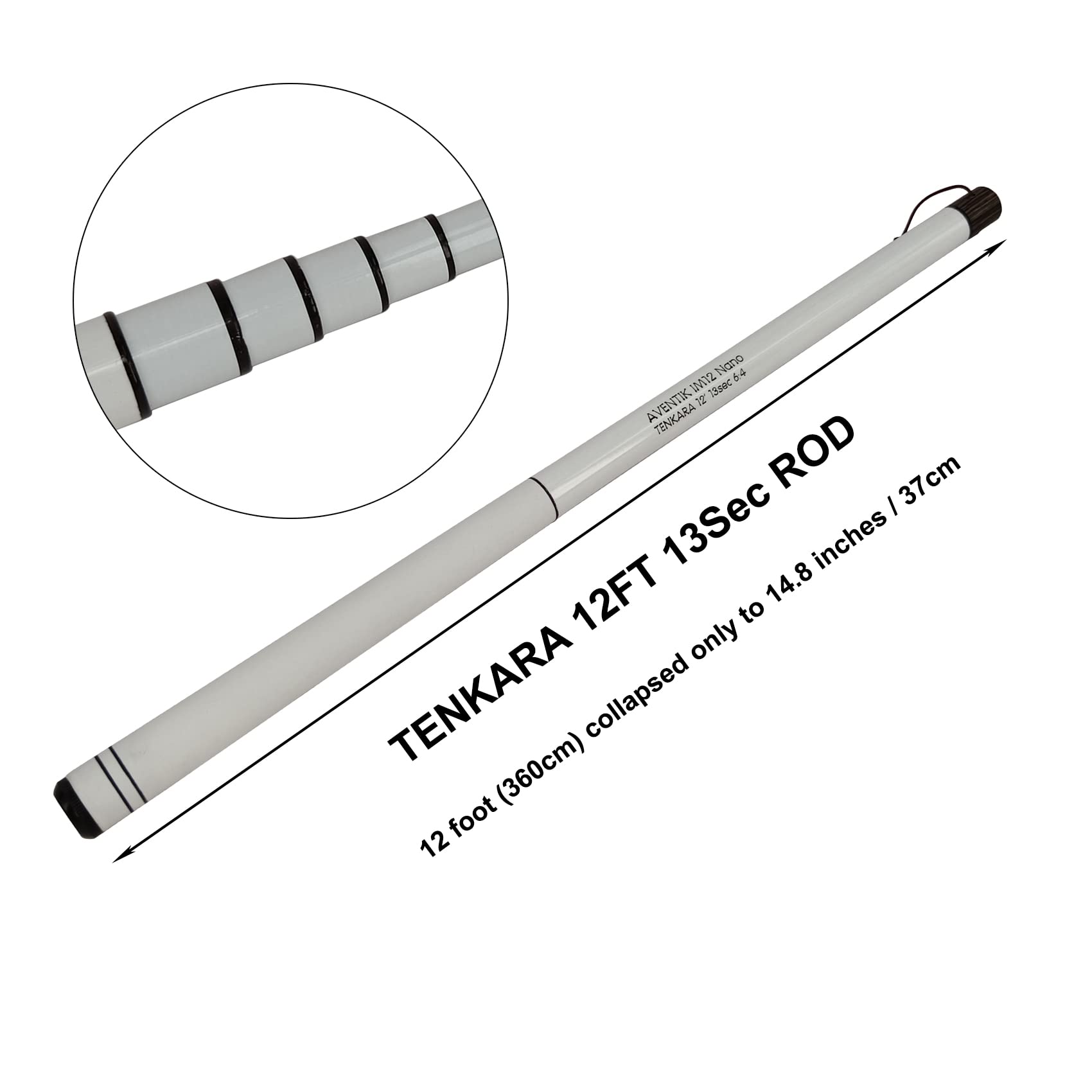 Aventik Z Tenkara Canne Da Pesca Pro IM12 Nano, Azione 6:4, 5 Misure Per Ogni Condizione D'Acqua, Tubo Di Carbonio E Sezioni Di Ricambio