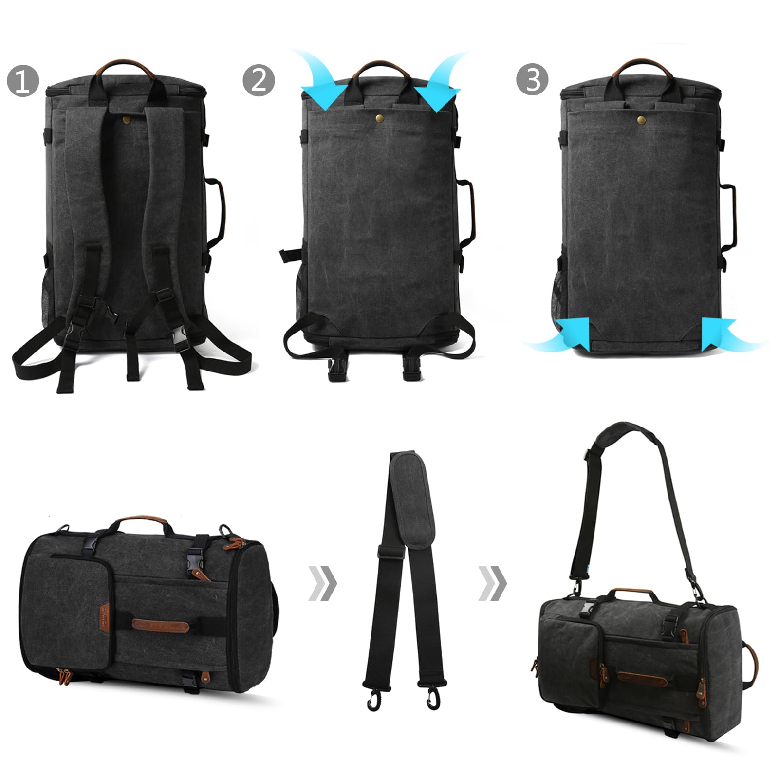 G-FAVOR Rucksack Herren groß, 40L Reiserucksack Handgepäck Rucksack Canvas Travel Backpack für 15,6-17 Zoll Laptop, Flug Genehmigt für Reise Arbeit Freizeit Reisetasche