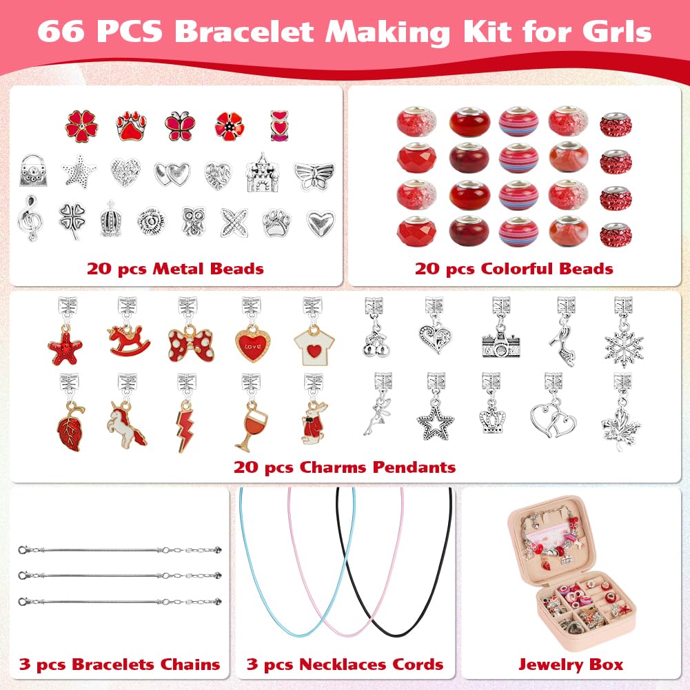 AUAUY Charm Bracelet Making Kit, 66pcs Gifts for Women Bracelet Making Kit with Box Jewellery Making Kit - Image 2