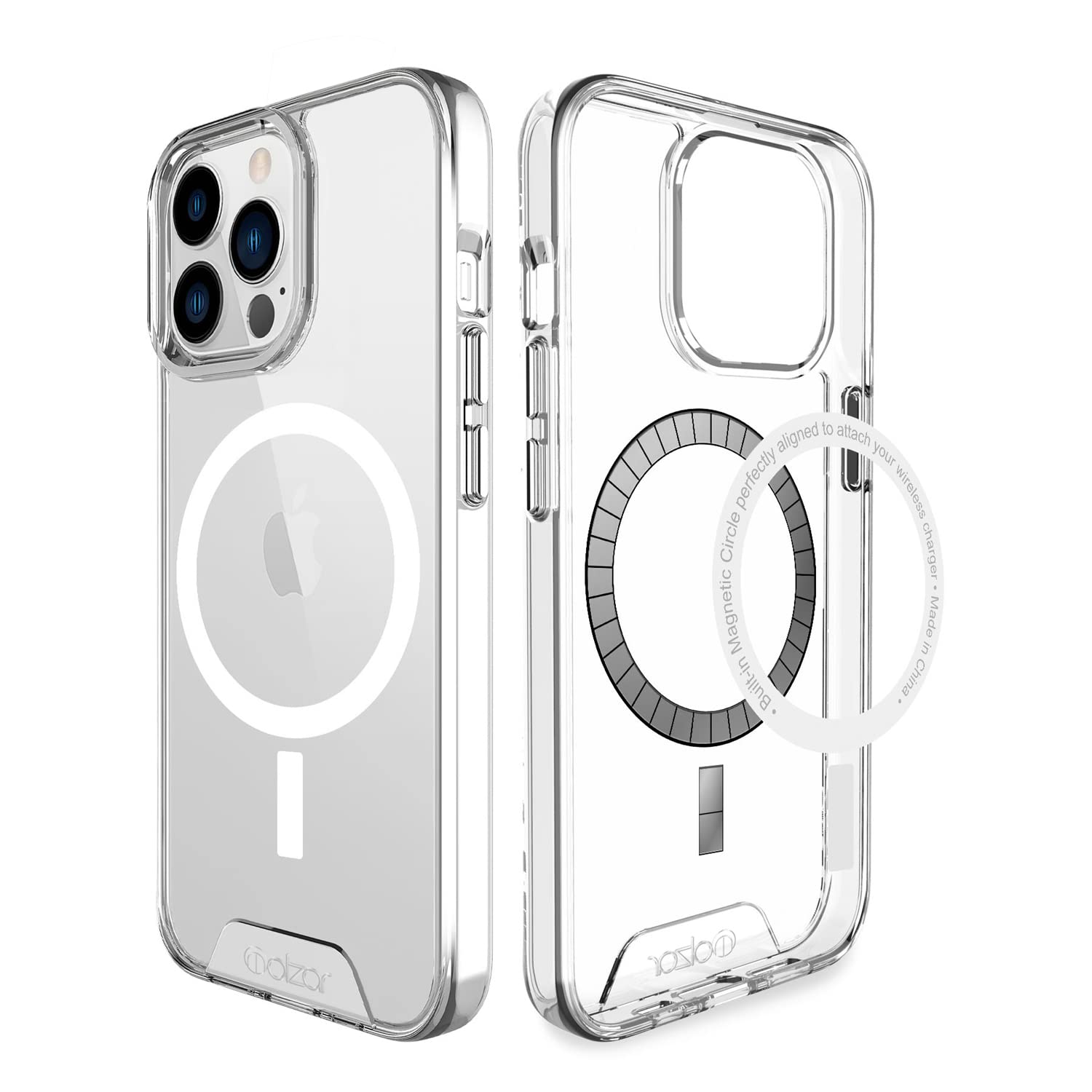 Molzar Clear Series Magnetic Case Compatible with MagSafe for iPhone 13 Pro Max, Anti-Yellowing, Soft Edges and Hard PC Back Cover, Shockproof Protection, Compatible with iPhone 13 Pro Max, Clear