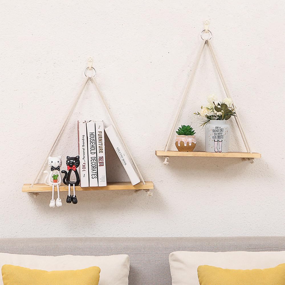1pcs Handmade hemp rope hanging floating shelves, wall mounted storage racks, decorative shelf for books, plants, bathroom, kitchen, living room