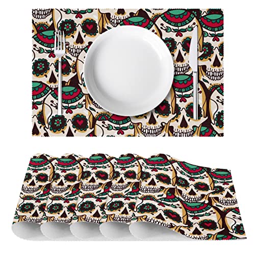 Sets de table tête de mort vintage pour des repas animés