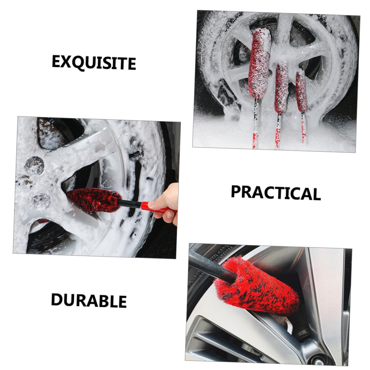 3 Stück Felgen und Reifenbürsten mit Ergonomischem Griff Langlebige Kunststoffbürsten zur Autoreifen und Felgenreinigung Leicht Kompakt für Autopflege