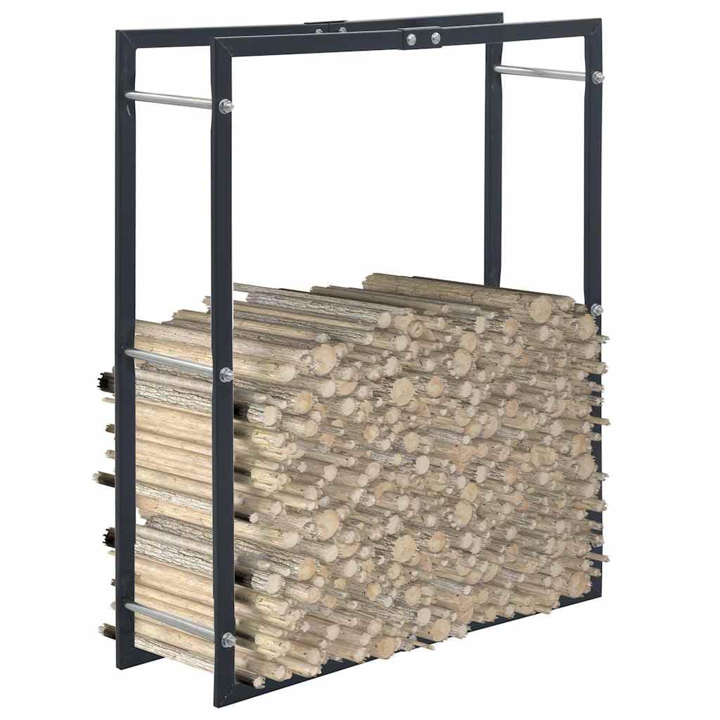 Stojak na drewno kominkowe 80x25x100 cm stal czarny