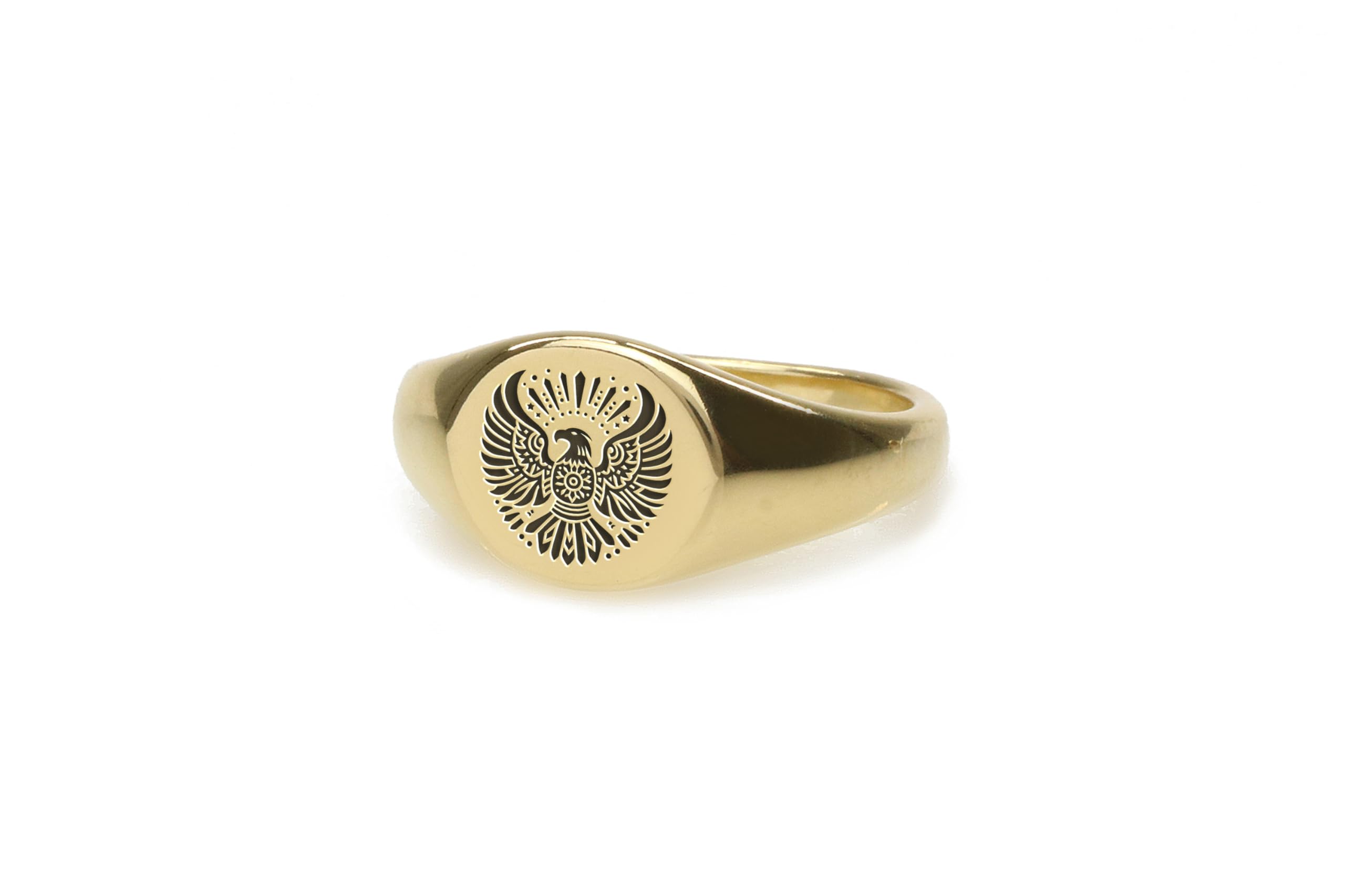 14k Gold Stammes-Adler Siegelring - Benutzerdefinierte Gravur Adler Ring - Unisex Ring