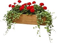Handmade Rustic Cedar Herb Window Planter Box - Wooden Railing & Windowsill Planter for Indoor Outdoor Use, Made in USA