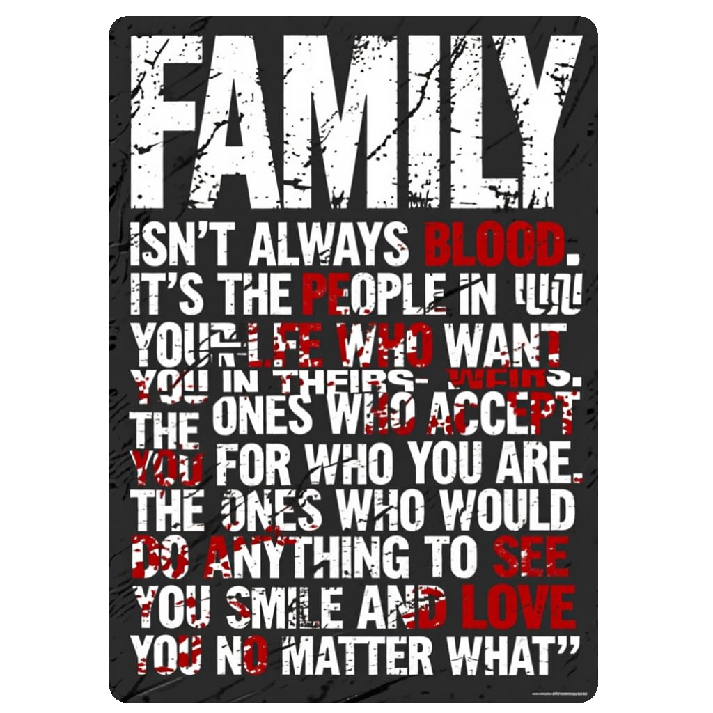 Antique Tinplate Family Theme Tin Sign, 12x8 Inch Decor