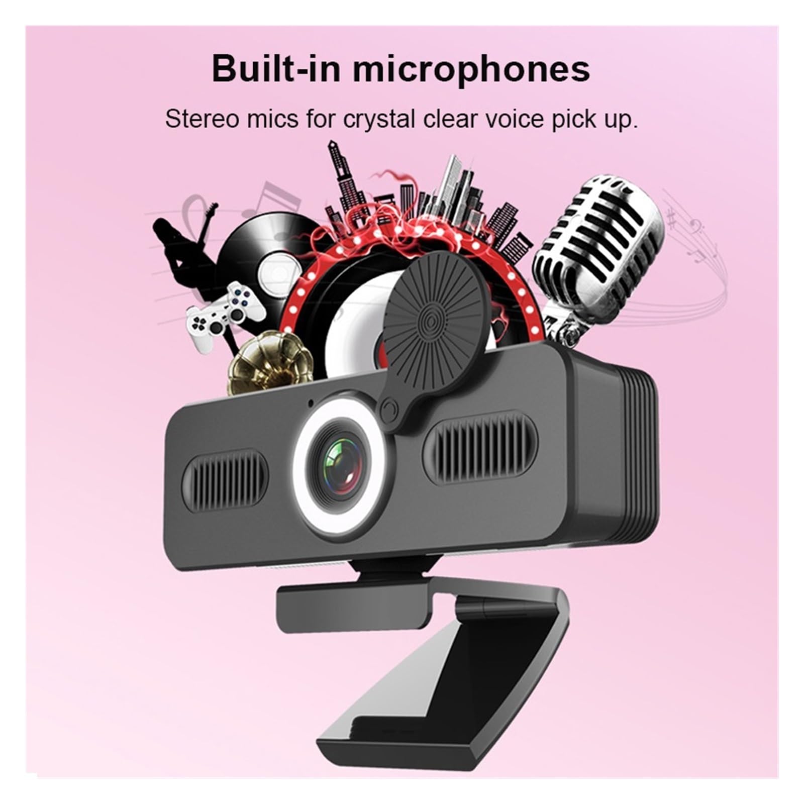 Webcam 4k USB Webcam 1080P Web Camera con Microfono Web Cam for PC Computer Portatile Mini videocamera con Copertura for Webcam(1080P)