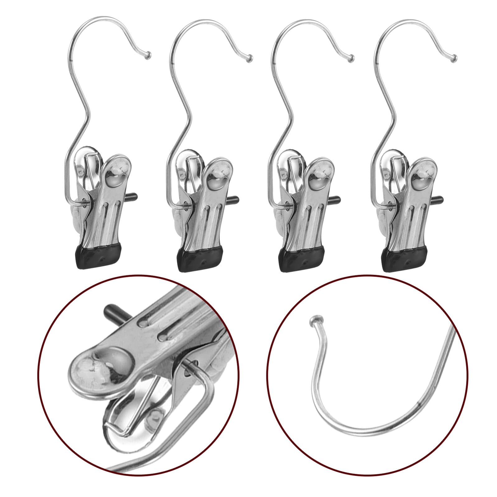 Edelstahl Kleiderklammern mit Haken, Silber, für Wäsche