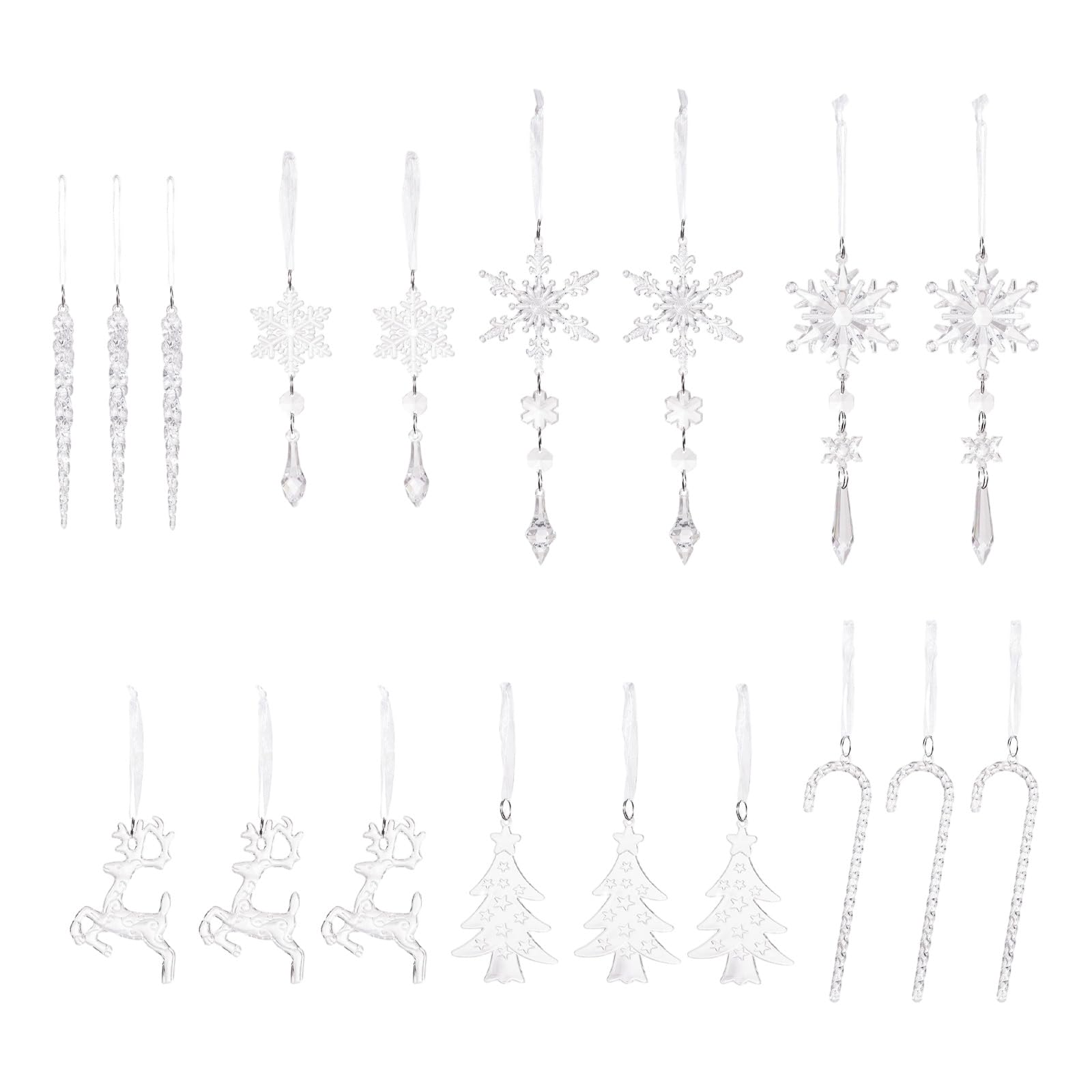 carotoe 18 Pcs Christmas Ornament Christmas Tree Decorations Hanging Snowflake Elks Ornaments for Holiday Decorations Hanging Snowflake Ornament