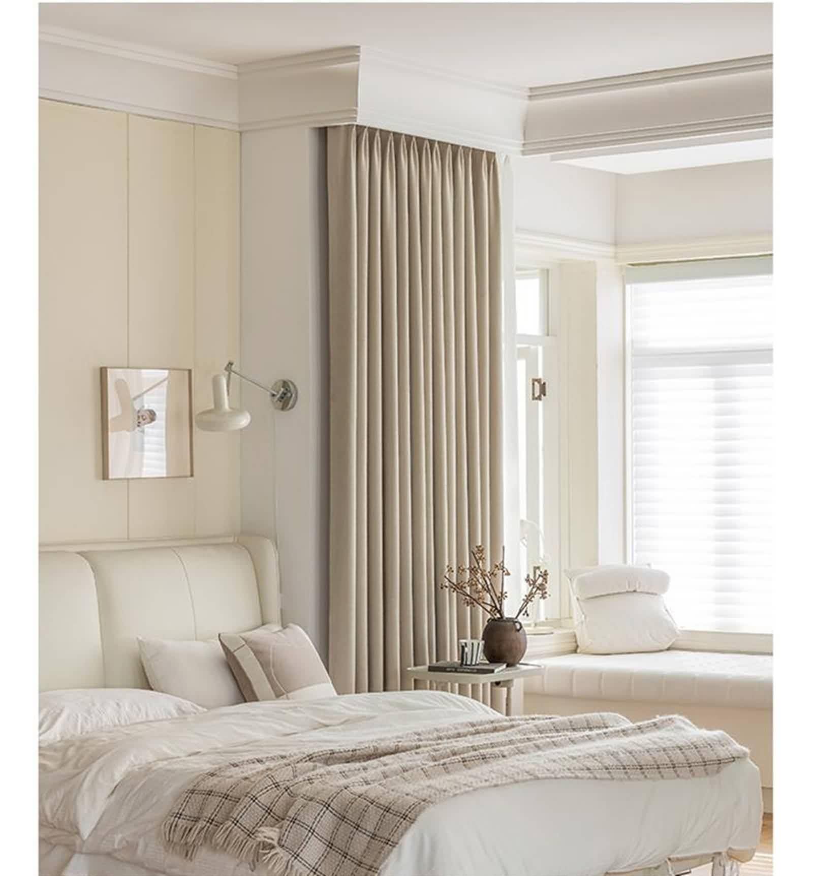 Tenda da camera da letto, tenda da cucina jacquard testurizzata ciniglia beige scuro oscurante, 86 x 160 cm