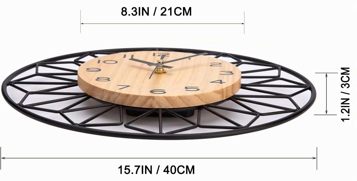 VIVILINEN Orologio da Parete Grande 40cm Orologio da Muro in Legno Silenzioso Design Moderno Forma del Petalo Decorazioni da Parete per Cucina, Camera da letto, Soggiorno