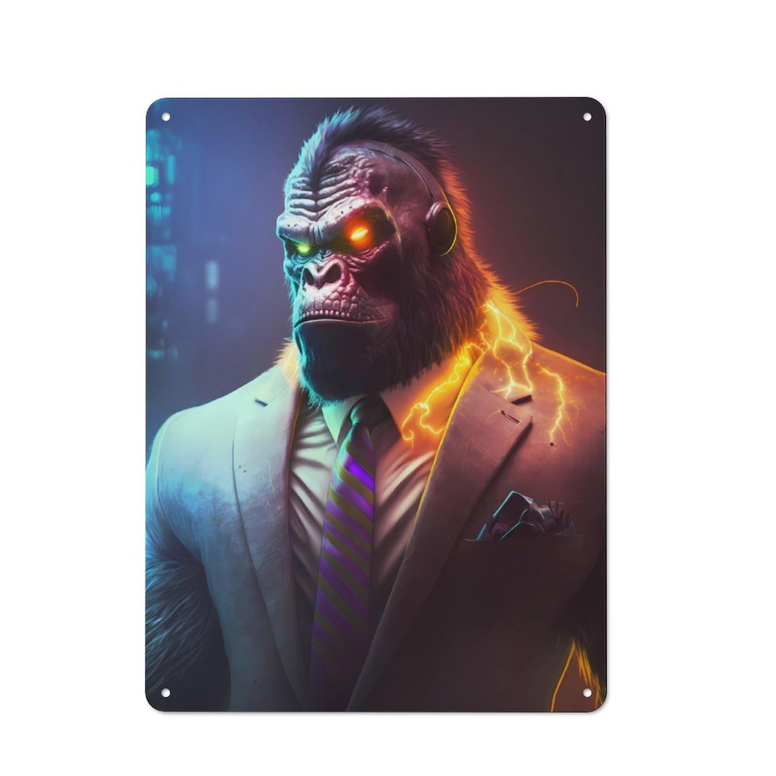 Junmoney Director Gorilla In Suit For Lounge Or Reading Corner, Retro Metal Plaque 40X30cm, For Vintage Wall Decor Fans, For Metal Sign Collectors