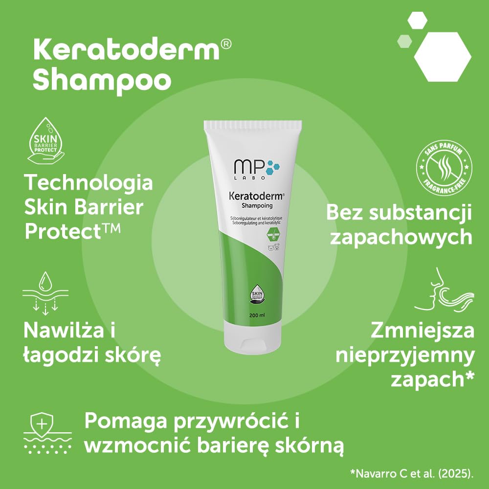 MP Labo Keratoderm® Szampon 200 ml – regulujący wydzielanie sebum i złuszczający – technologia Skin Barrier Protect™ – dla psów i kotów