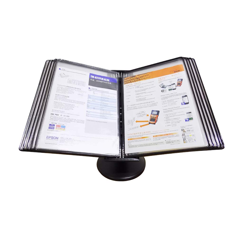 Soporte de pared for exhibición de libros con tapa for carteles A4, inclinación ajustable, multicolor(Black)