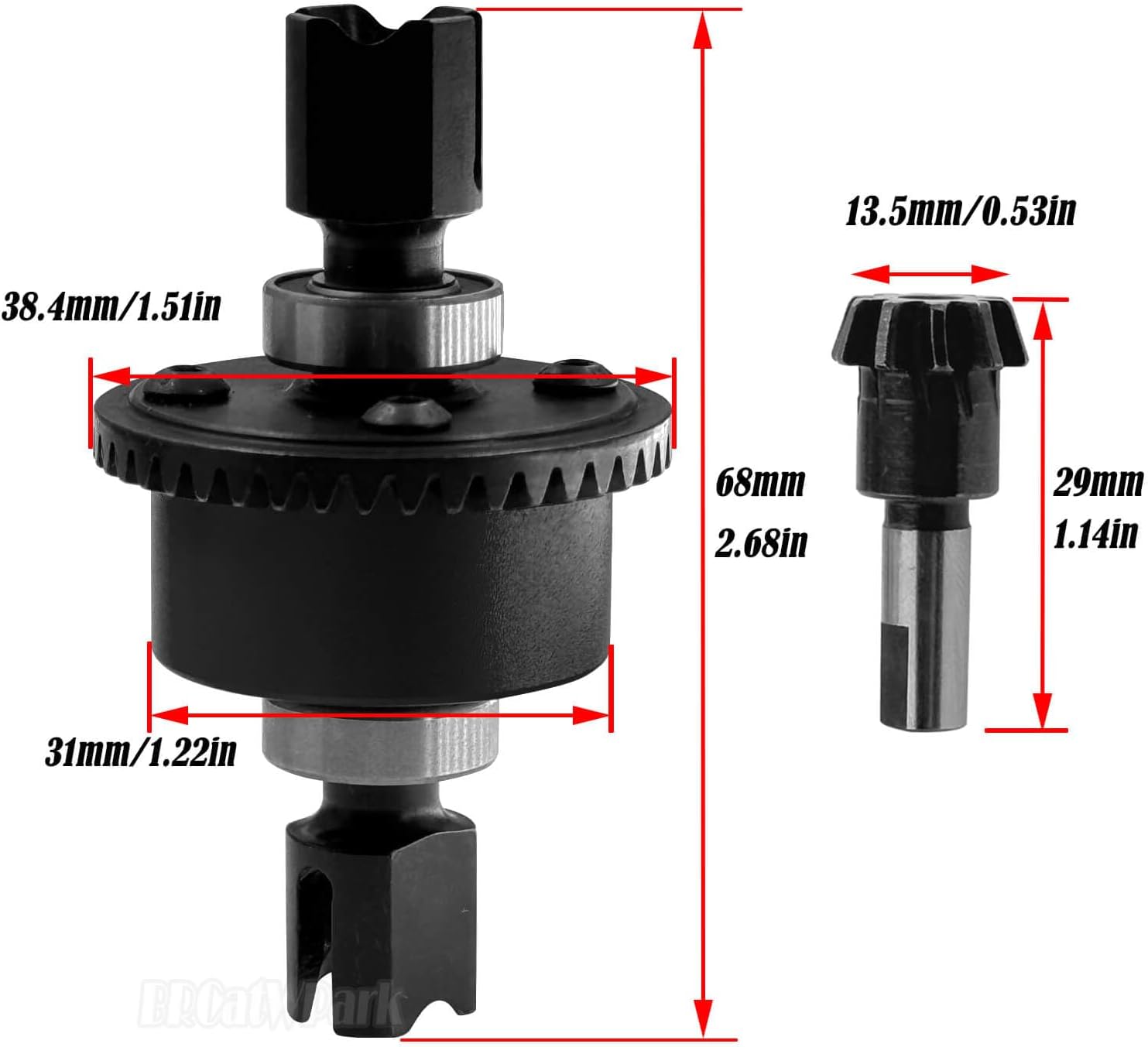 Aluminum RC Gearbox & 43T Differential w/13T Main Gear Upgrades Part for 1/7 Fireteam/Infraction/Mojave 6s BLX Limitless,1/8 Kraton/Notorious/Outcast/Typhon/Talion 6s BLX,Black - Image 7