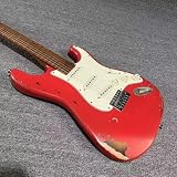 Rhxflame Vintage Electric Guitar Alder Body Roasted Maple Neck Rounded Frets Vintage Tuners,Red Over Sunburst