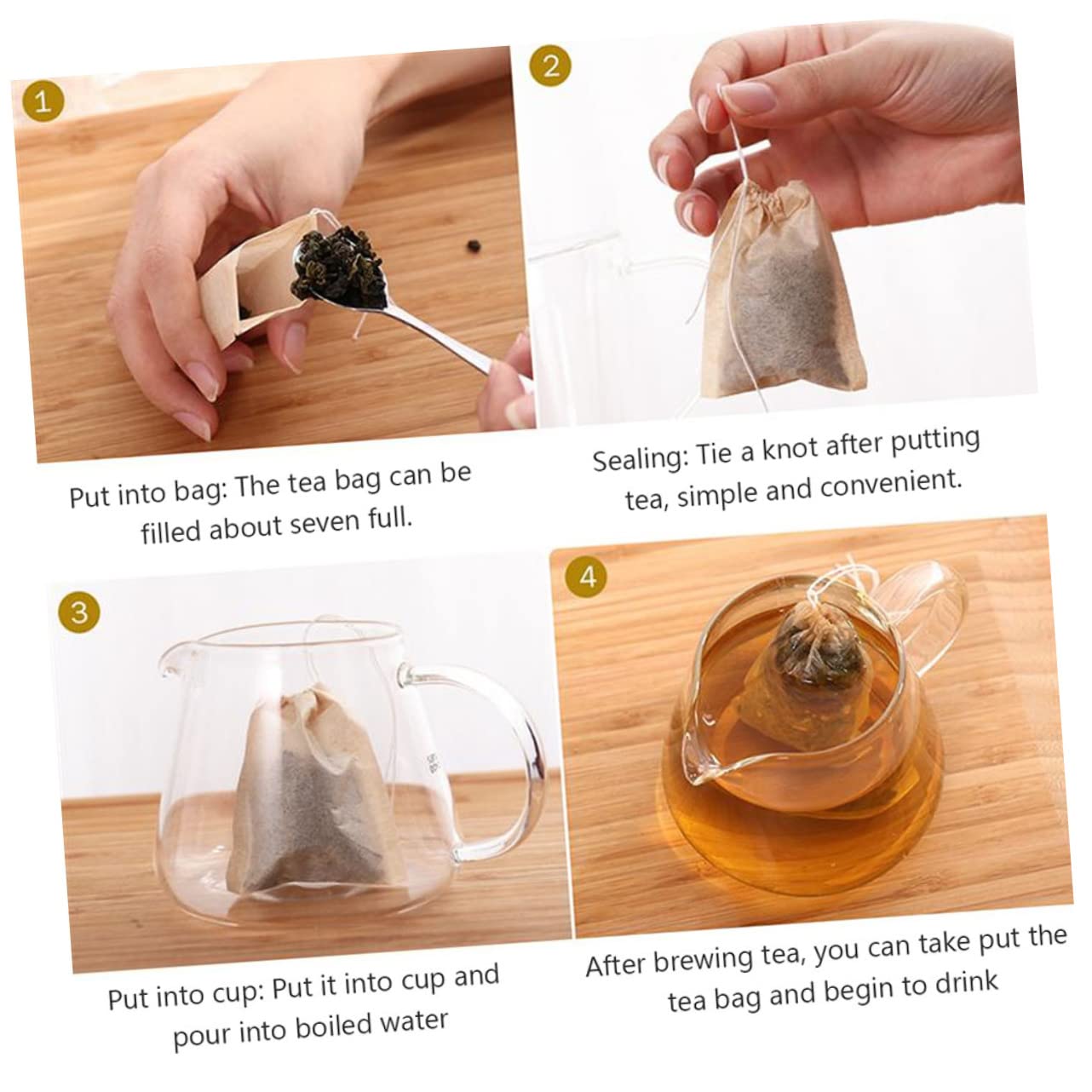 2 Juegos Bolsa De Filtro De Té Bolsa De Filtro De Café Colador Infusor Filtros Cesta Bolsas De Te Bolsas Te Bolsa De Filtro De Especias Bolsa De Especias Papel Brown 400 Uds * 2 Cabilock