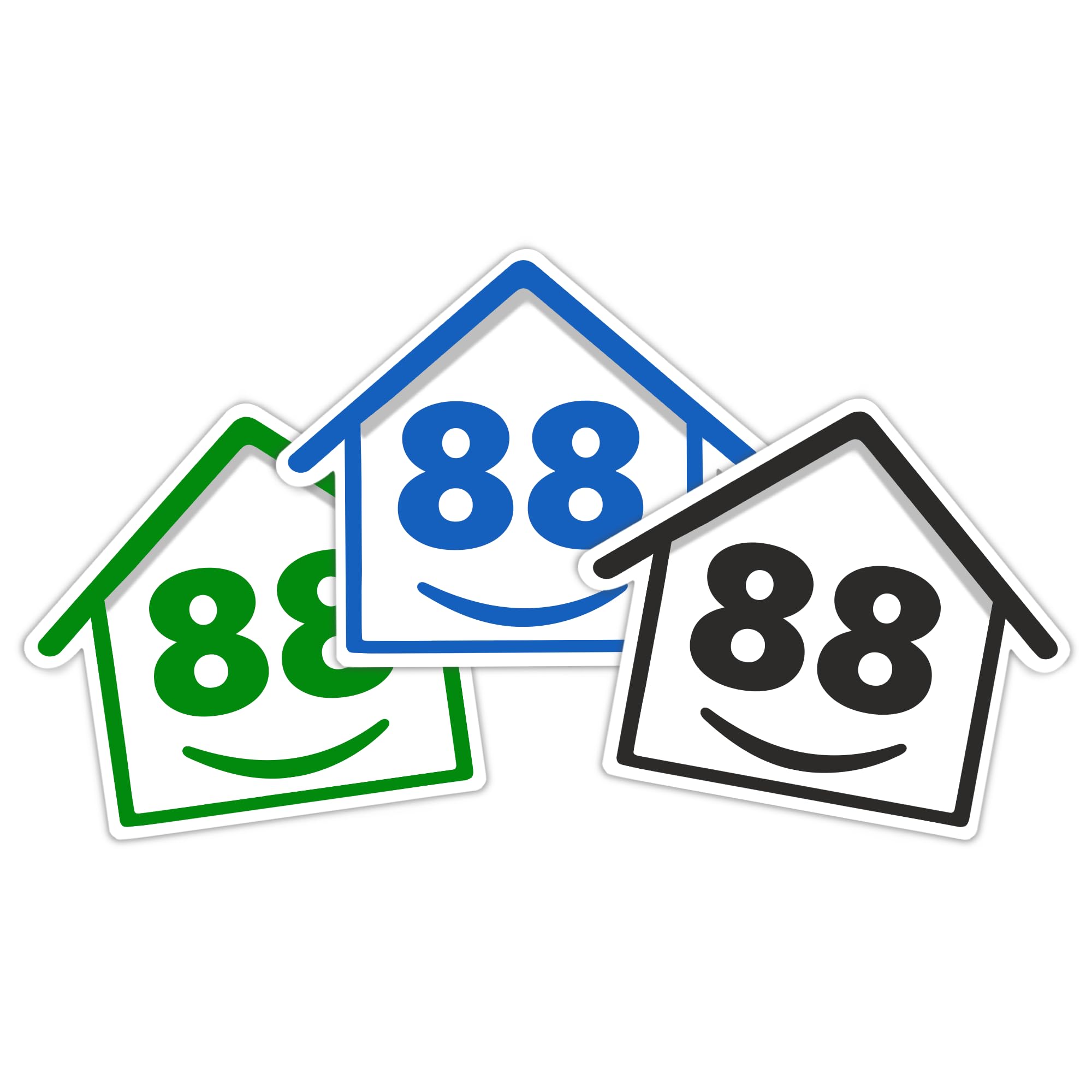 3 x Bin Numbers for Wheelie Bins, 1-99, 15cm ‘Happy House’ Colour Design Dustbin Stickers, Easy Application Stick On Number Stickers - Weatherproof Self Adhesive Vinyl – Blue, Black and Green (14) — view 9