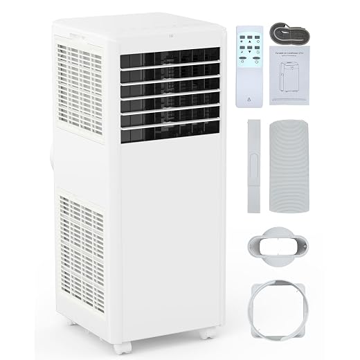 GarveeLife Portable Air Conditioner,8,000 BTU for Rooms up to 350 Sq.Ft., Smart Compact AC Unit with Cooling, Dehumidifier, Fan, Remote Control and Window Kit, White