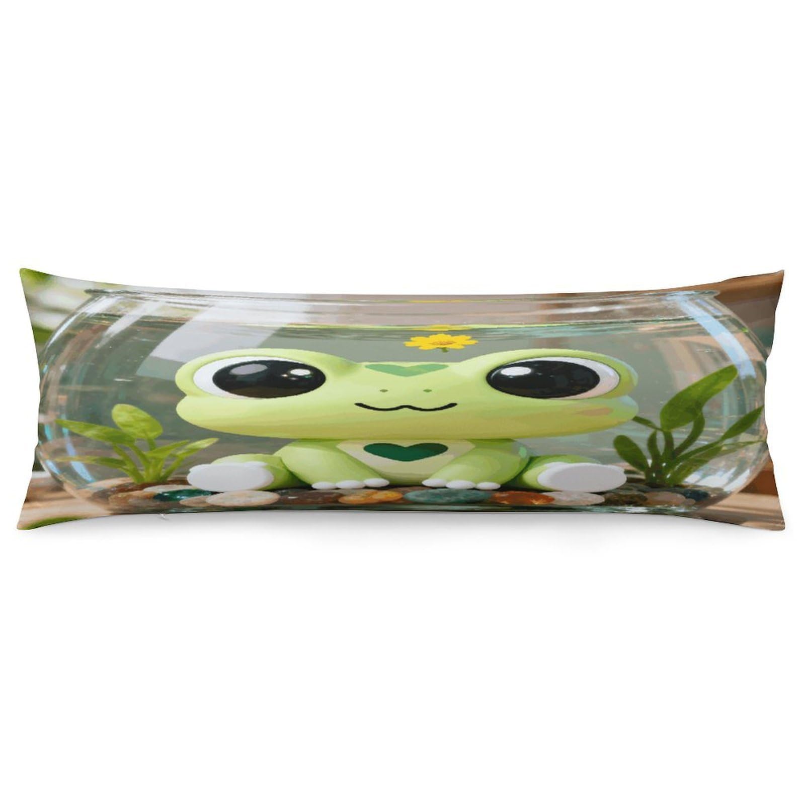 Frog Body Pillowcase Soft Breathable Full Long Pillow Cover 20x54 Inches Polyester Pillow Case with Hidden Zipper Closure for Bedroom Home Decorations