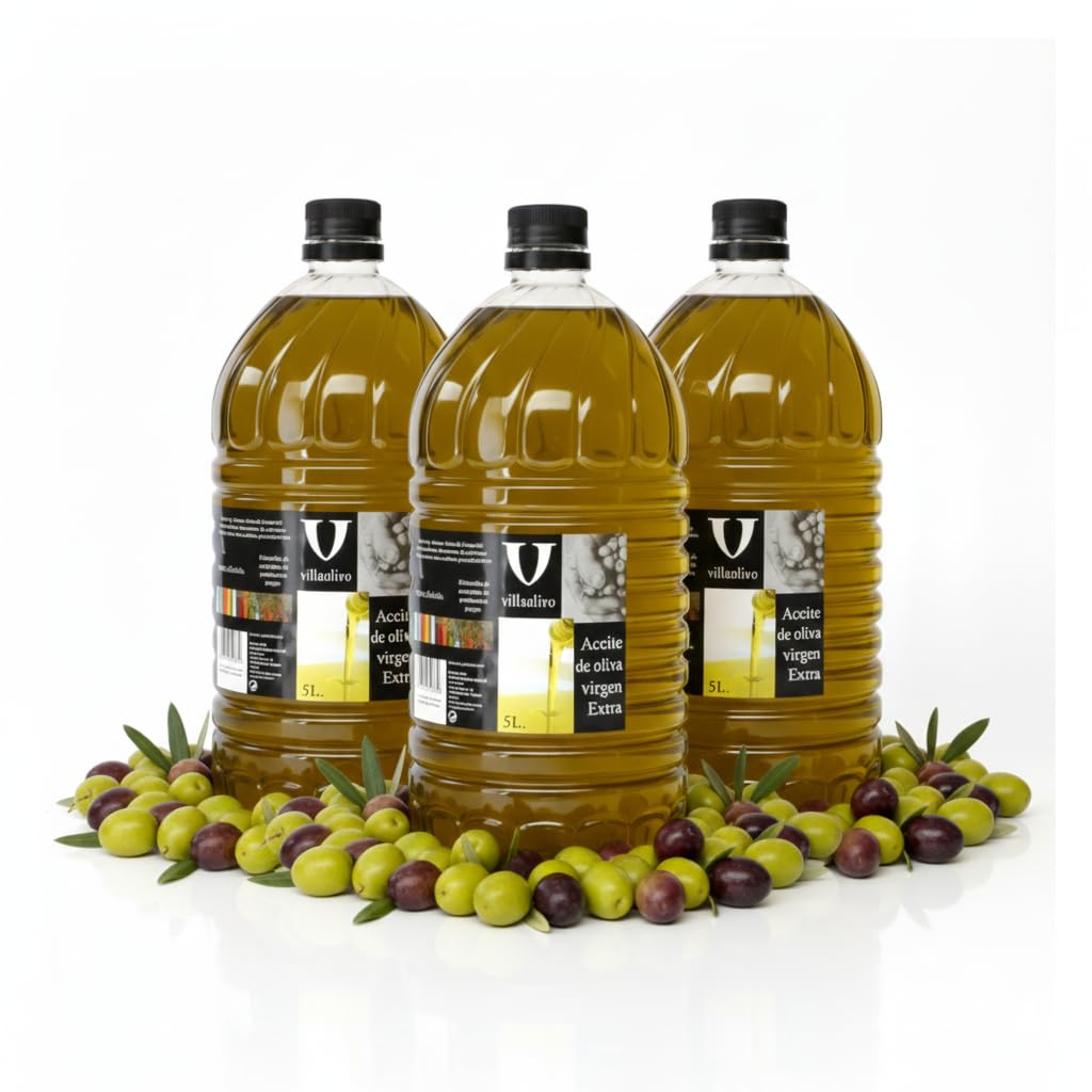 Villaolivo Aceite de Oliva Virgen Extra 5L – Garrafa PET | Ideal para Cocina, Freír y Uso Profesional (3)